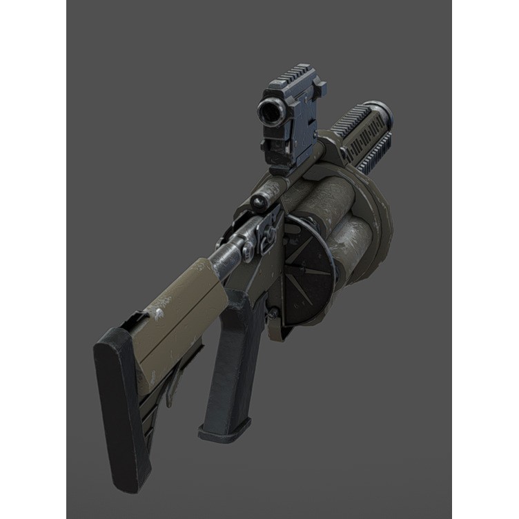 MGL-140 Low Poly 3D Model – Military Grenade Launcher Asset, FBX, OBJ - View 3