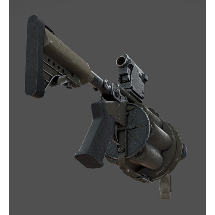 MGL-140 Low Poly 3D Model – Military Grenade Launcher Asset, FBX, OBJ - View 4
