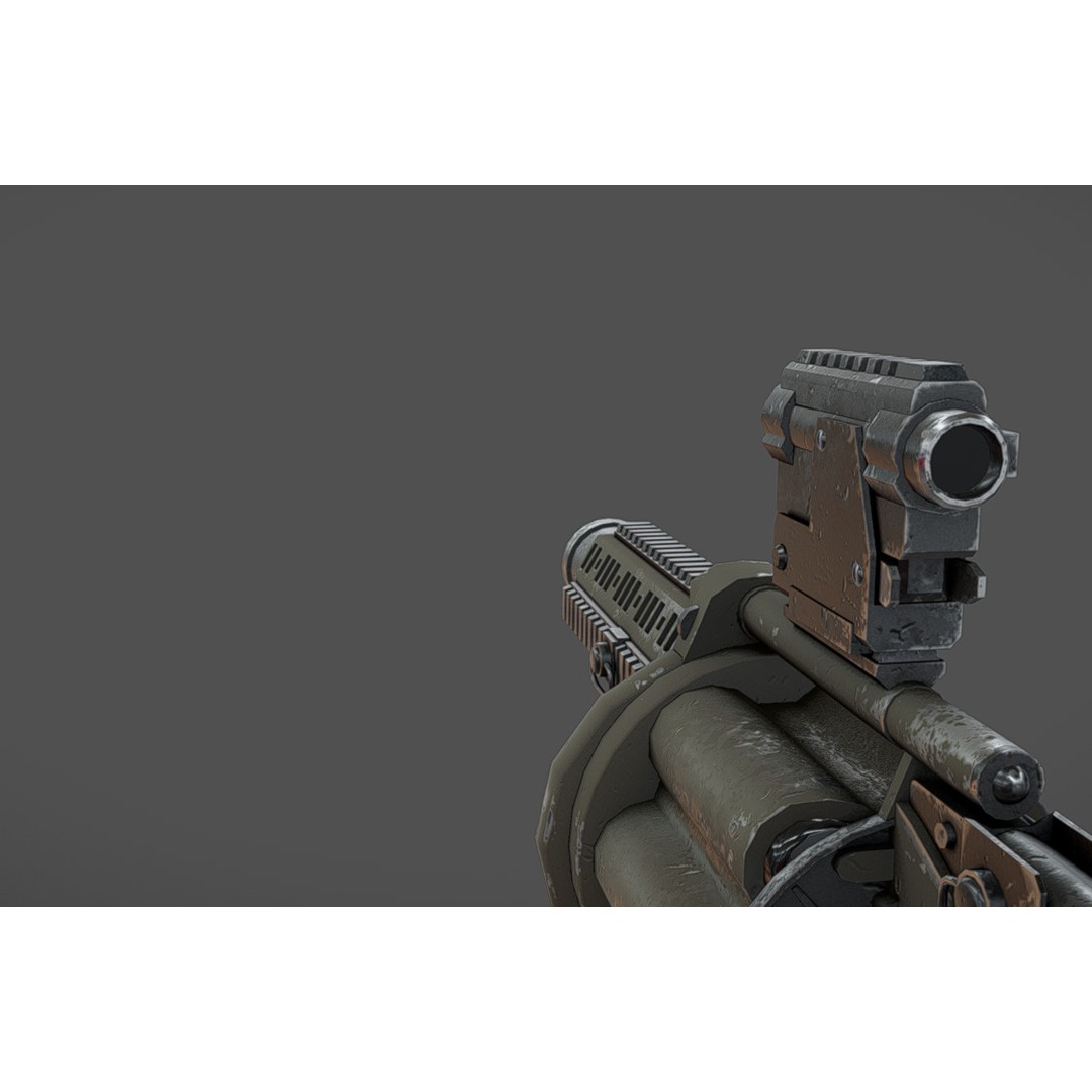 MGL-140 Low Poly 3D Model – Military Grenade Launcher Asset, FBX, OBJ - View 6