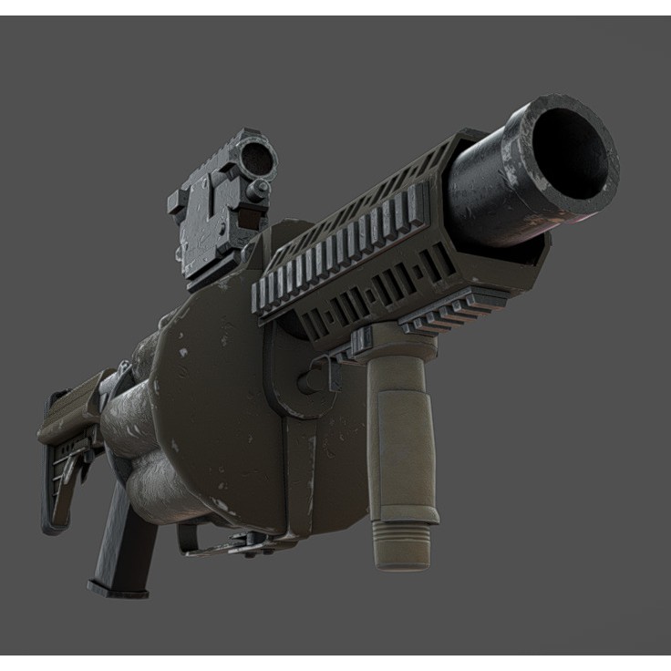 MGL-140 Low Poly 3D Model – Military Grenade Launcher Asset, FBX, OBJ - View 7