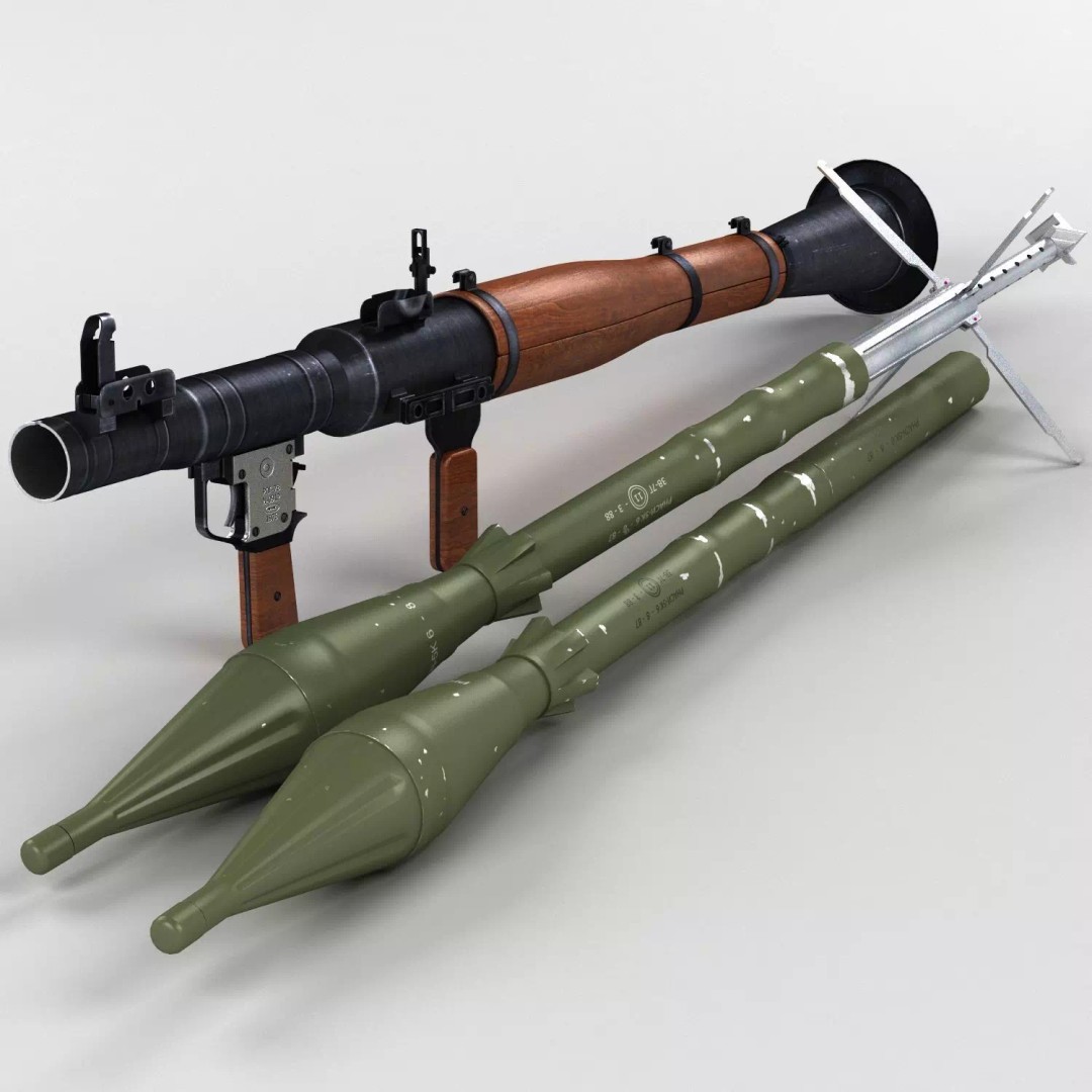 RPG-7 Rocket Launcher 3D Model – High Poly Game Asset, FBX, OBJ - View 2