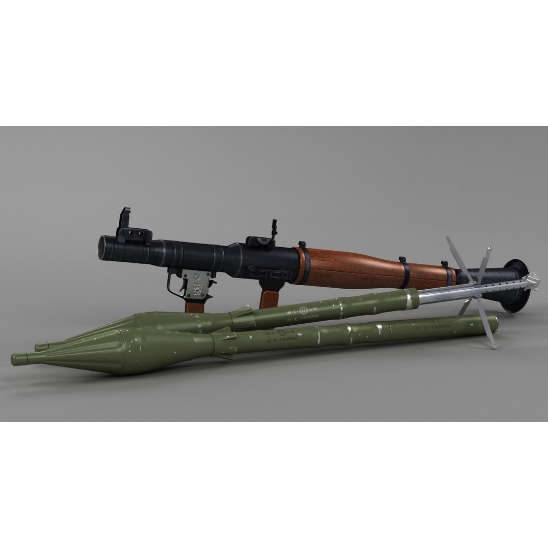 RPG-7 Rocket Launcher 3D Model – High Poly Game Asset, FBX, OBJ - View 6