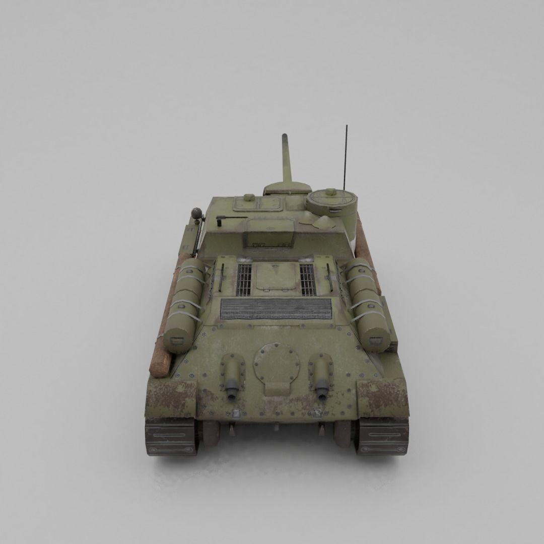 SU-100 Tank Destroyer 3D Model – Low Poly Military Vehicle, FBX - View 16
