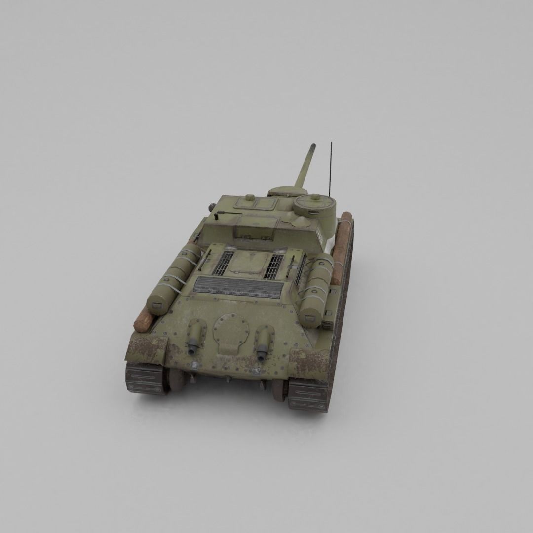 SU-100 Tank Destroyer 3D Model – Low Poly Military Vehicle, FBX - View 28