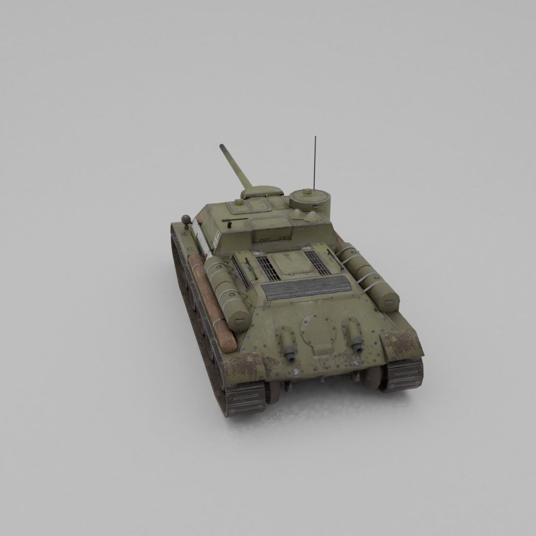 SU-100 Tank Destroyer 3D Model – Low Poly Military Vehicle, FBX - View 29