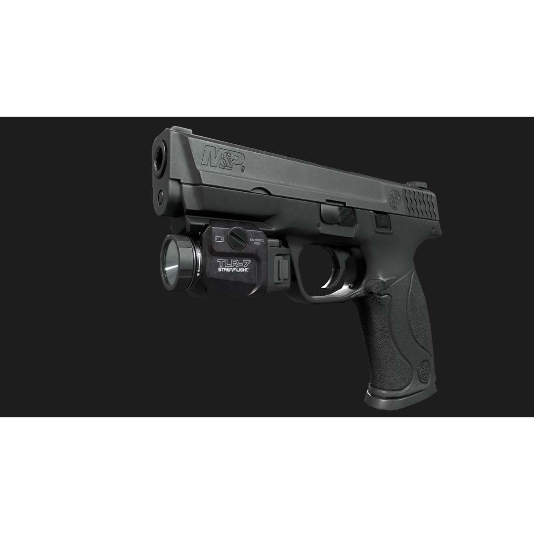 Streamlight TLR7 3D Model – Low Poly Tactical Handgun Light, FBX - View 11