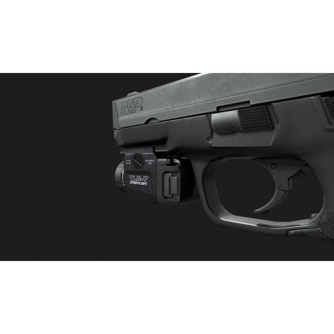 Streamlight TLR7 3D Model – Low Poly Tactical Handgun Light, FBX - View 13