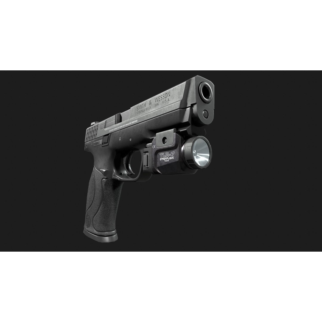 Streamlight TLR7 3D Model – Low Poly Tactical Handgun Light, FBX - View 16