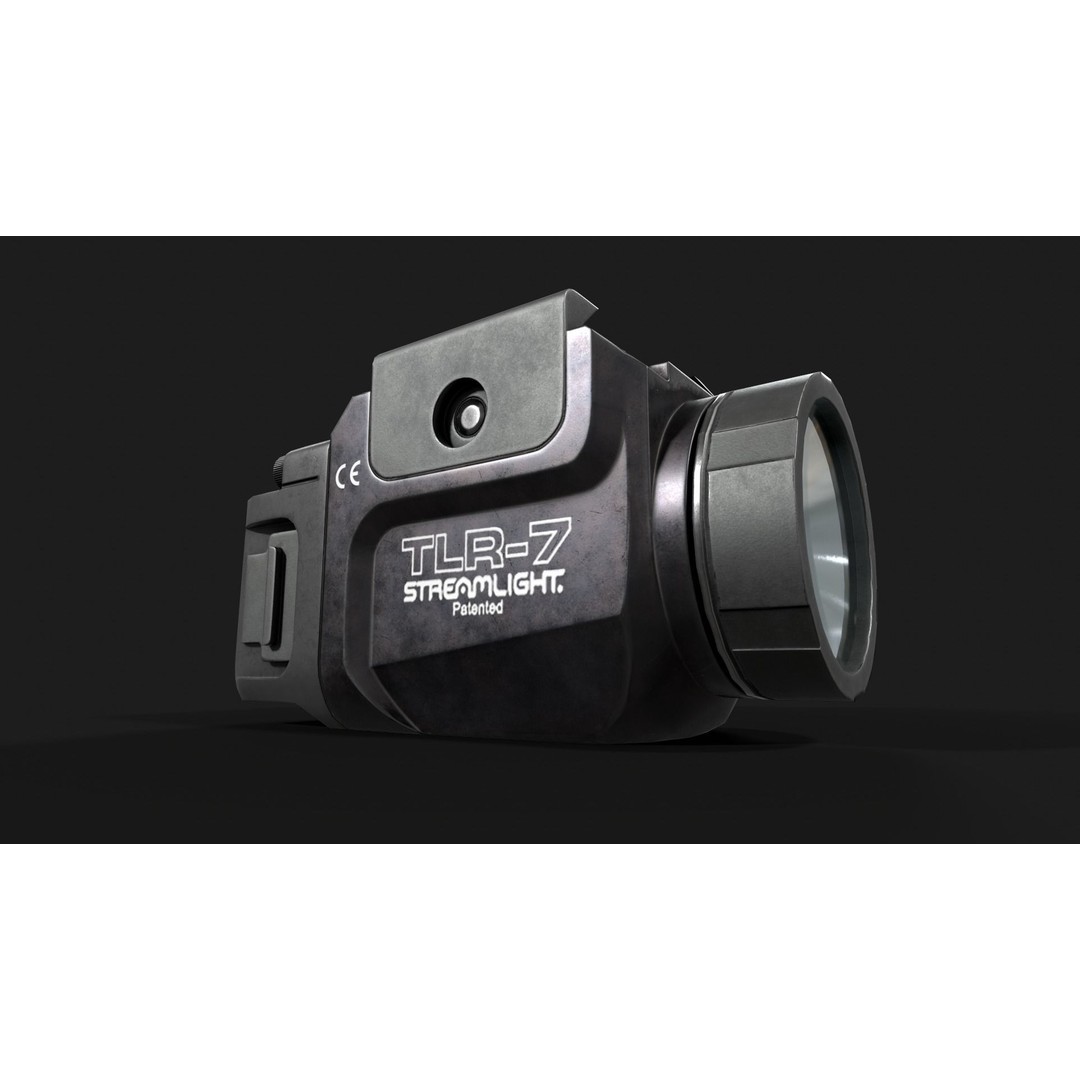 Streamlight TLR7 3D Model – Low Poly Tactical Handgun Light, FBX - View 9