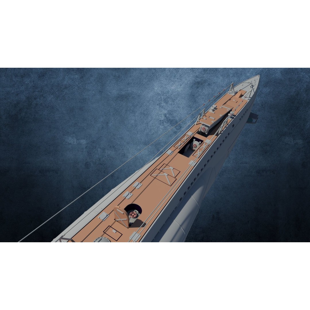 U-Boot TYP VIID 3D Model – Detailed WWII Submarine, FBX & OBJ Formats - View 10