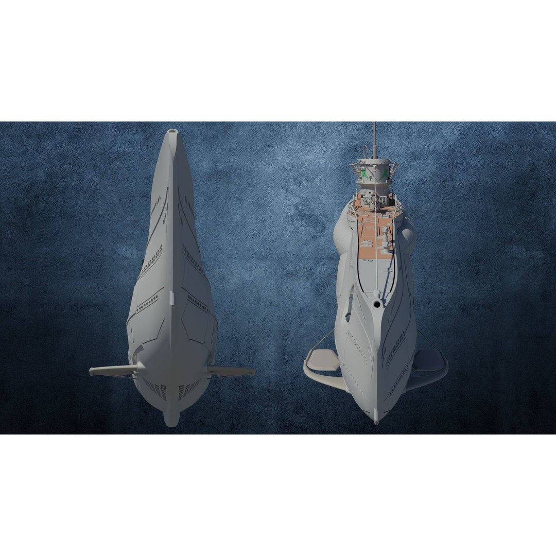 U-Boot TYP VIID 3D Model – Detailed WWII Submarine, FBX & OBJ Formats - View 13