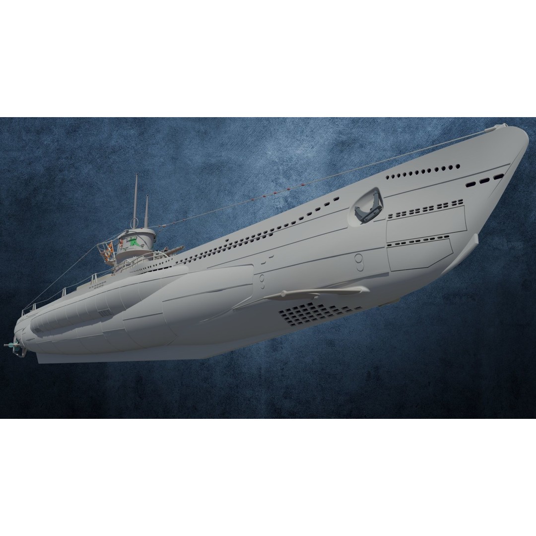 U-Boot TYP VIID 3D Model – Detailed WWII Submarine, FBX & OBJ Formats - View 8