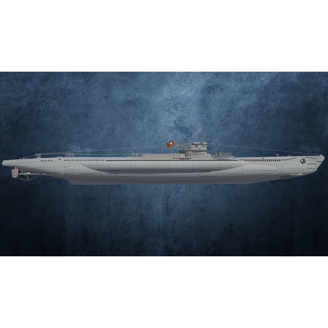 U-Boot TYP VIID 3D Model – Detailed WWII Submarine, FBX & OBJ Formats - View 9