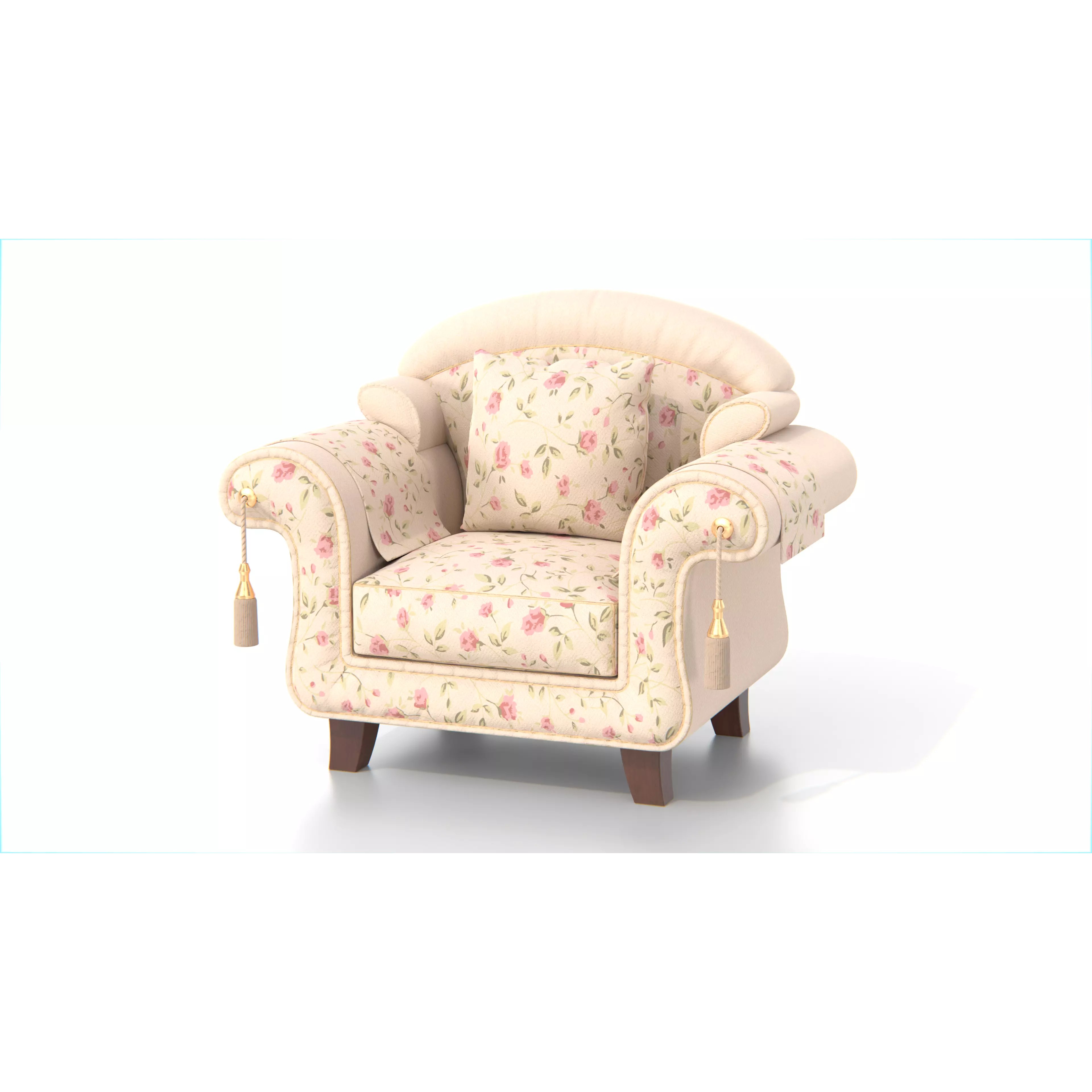 Vintage Armchair - Low-Poly Game-Ready 3D Model - View 2