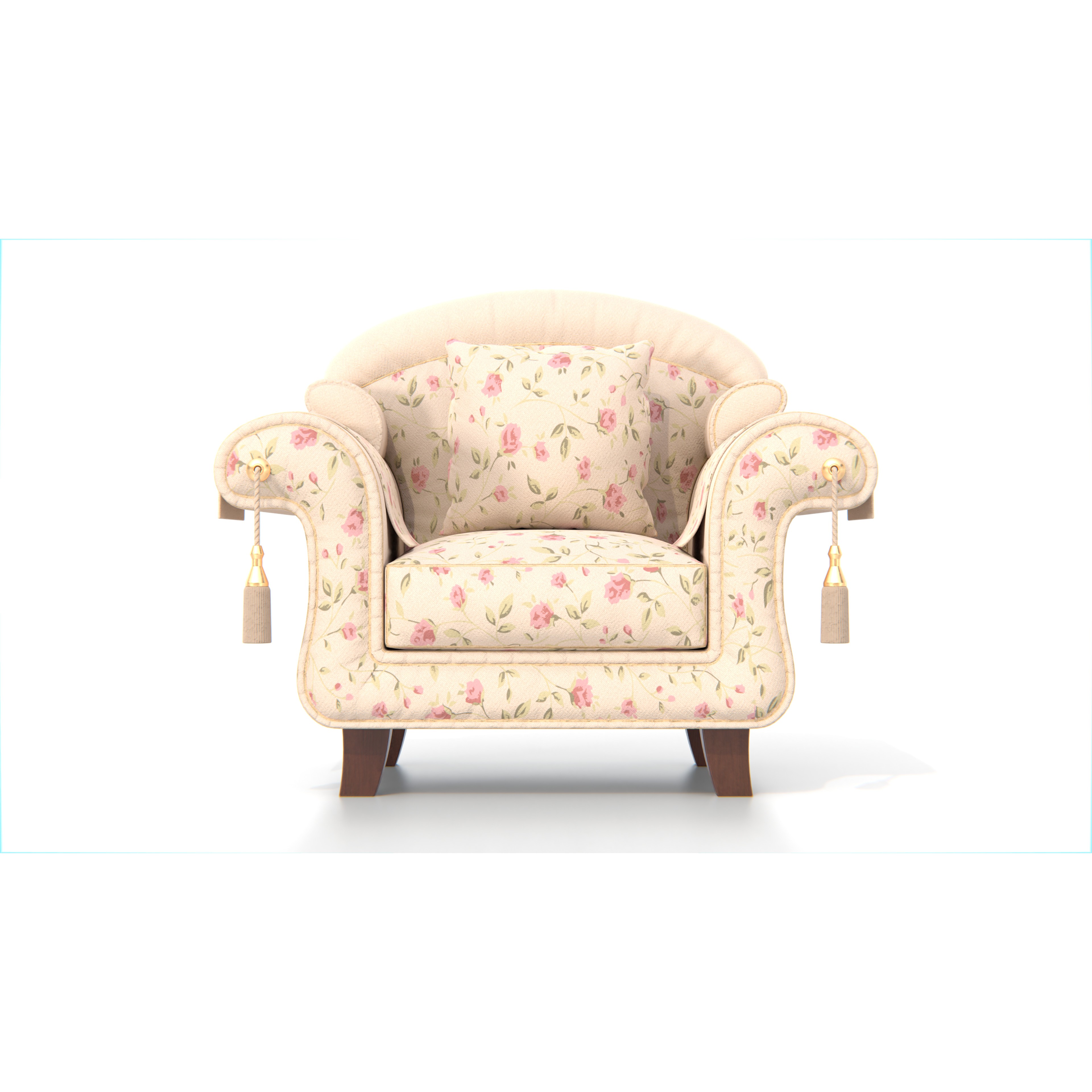 Vintage Armchair - Low-Poly Game-Ready 3D Model - View 3