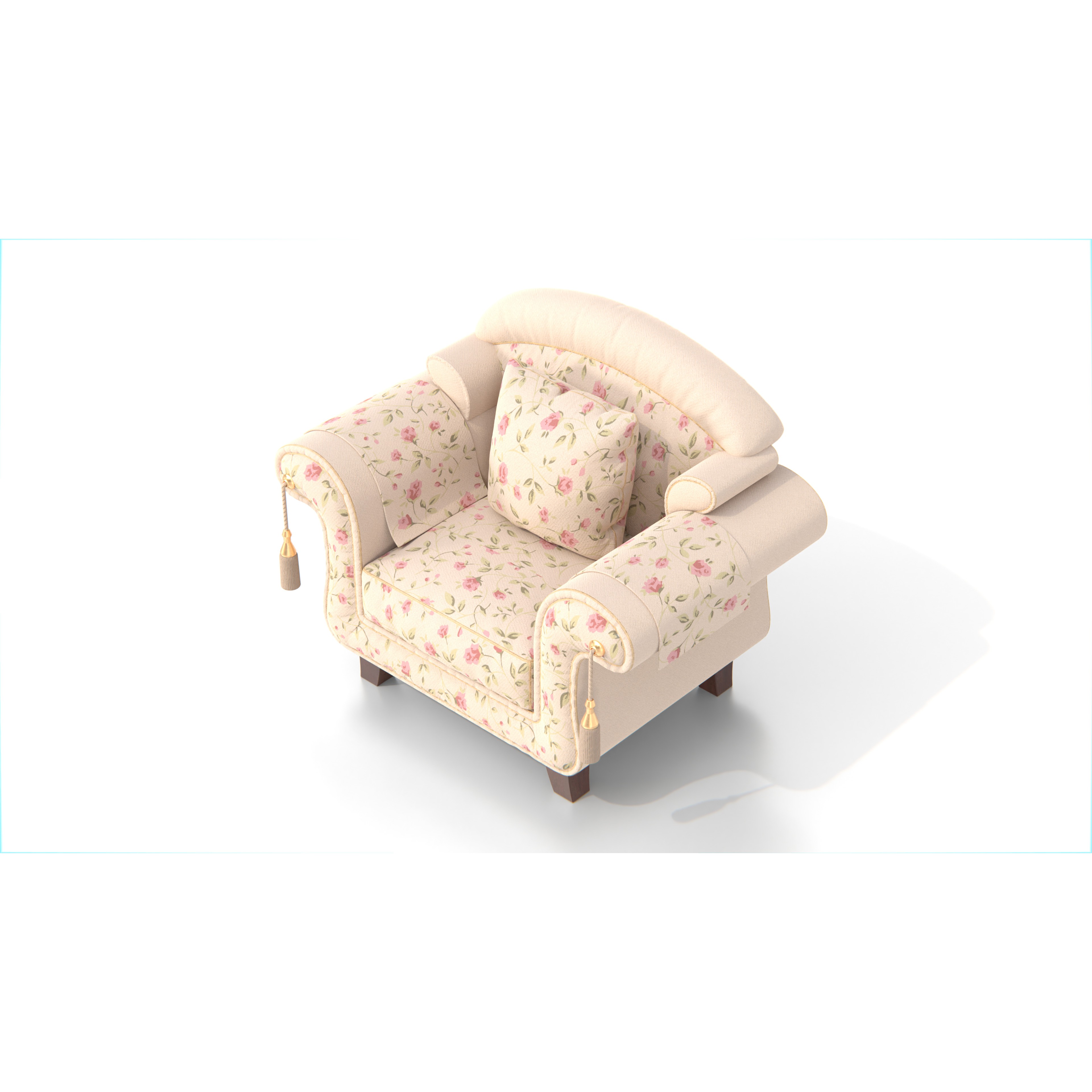 Vintage Armchair - Low-Poly Game-Ready 3D Model - View 5