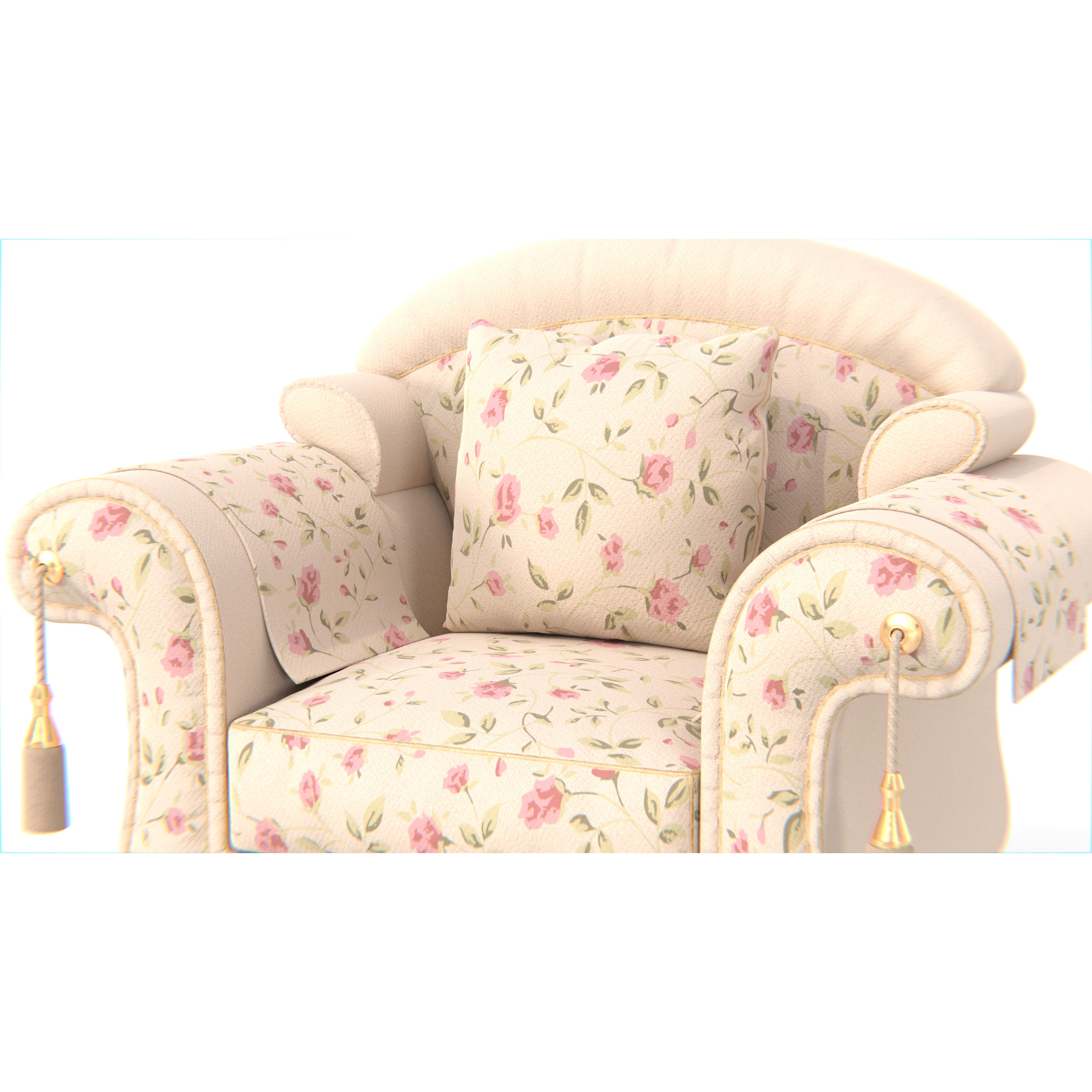 Vintage Armchair - Low-Poly Game-Ready 3D Model - View 6