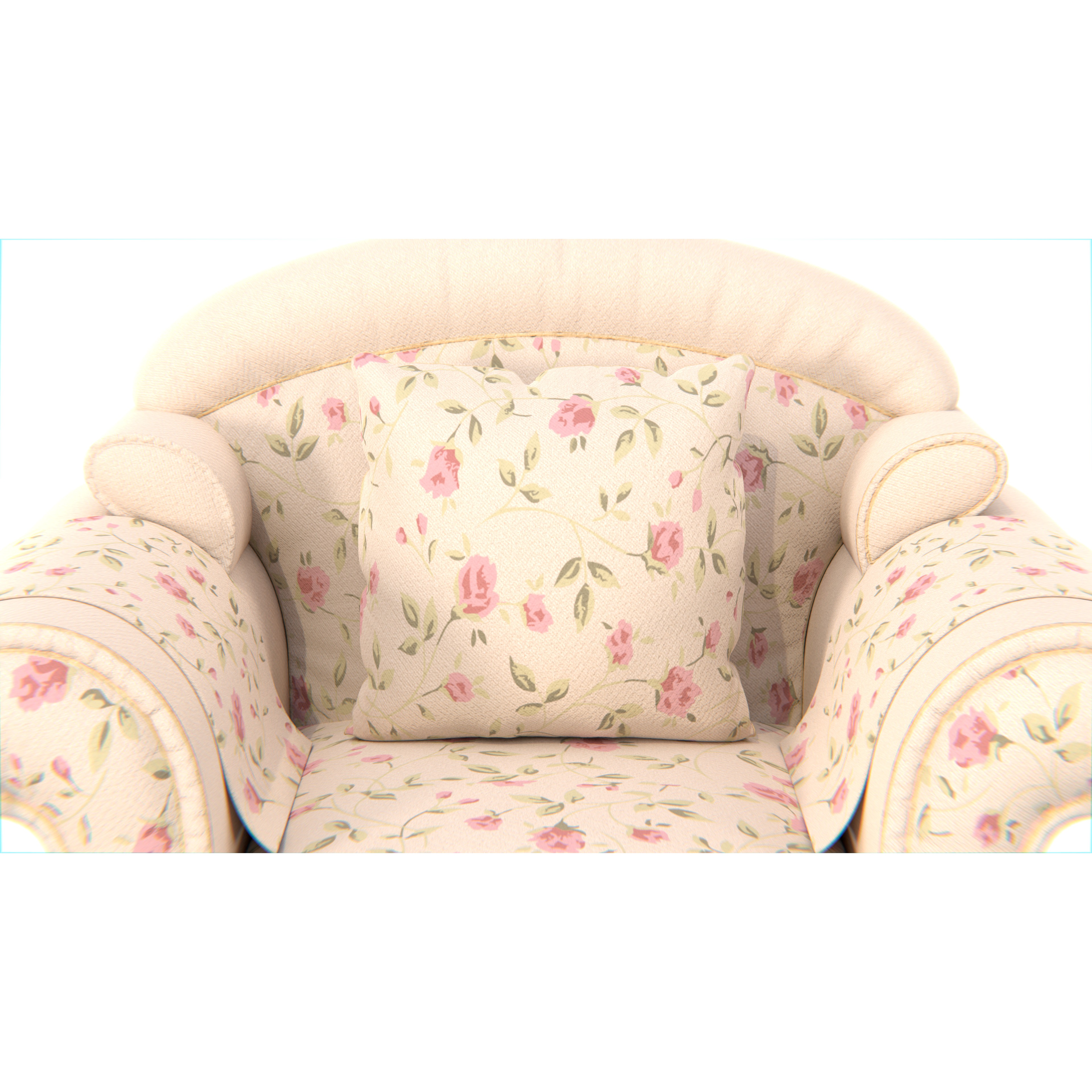 Vintage Armchair - Low-Poly Game-Ready 3D Model - View 7