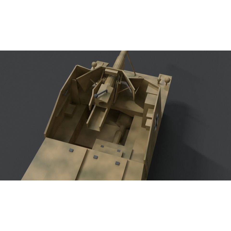 SdKFz 131 Marder II Tank 3D Model – Low Poly Cartoon Military Vehicle, FBX - View 12