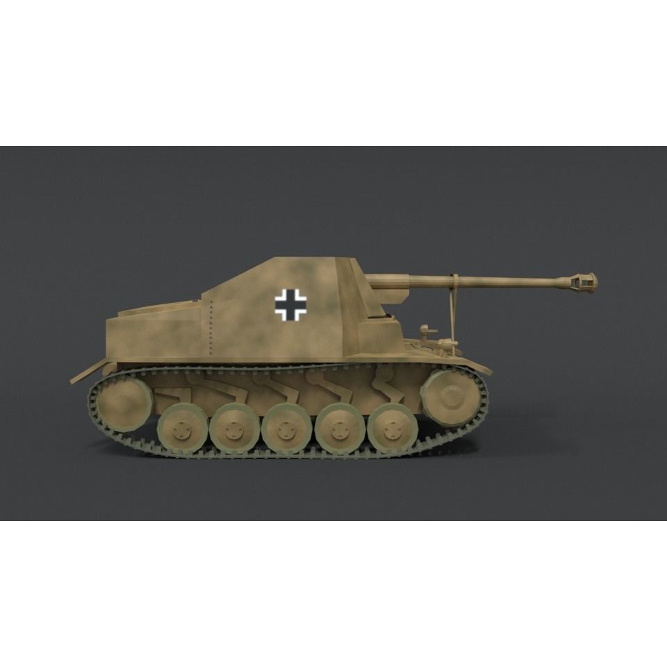 SdKFz 131 Marder II Tank 3D Model – Low Poly Cartoon Military Vehicle, FBX - View 7