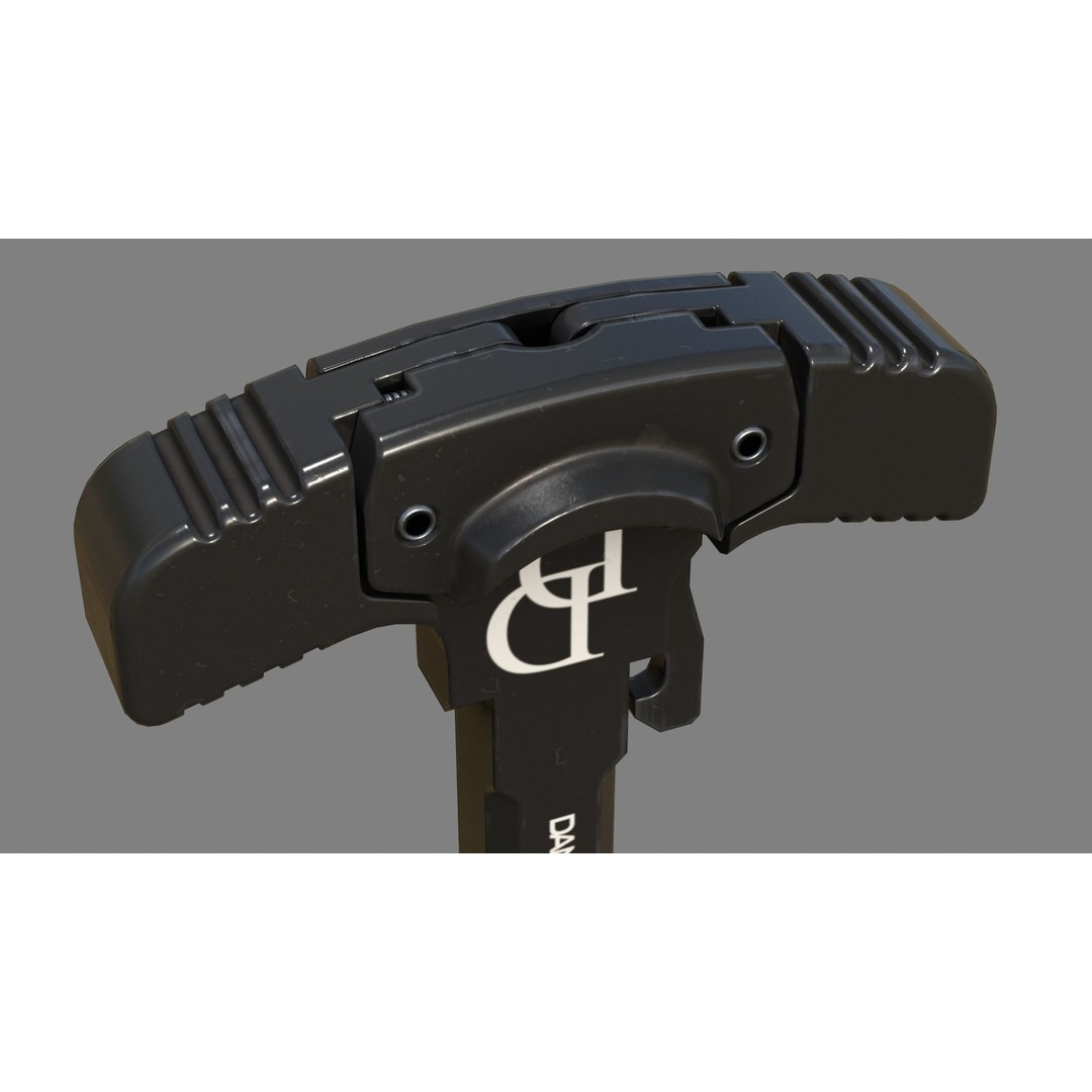 GRIP-N-RIP Charging Handle 3D Model – Low Poly Game Ready Replica, FBX - View 3