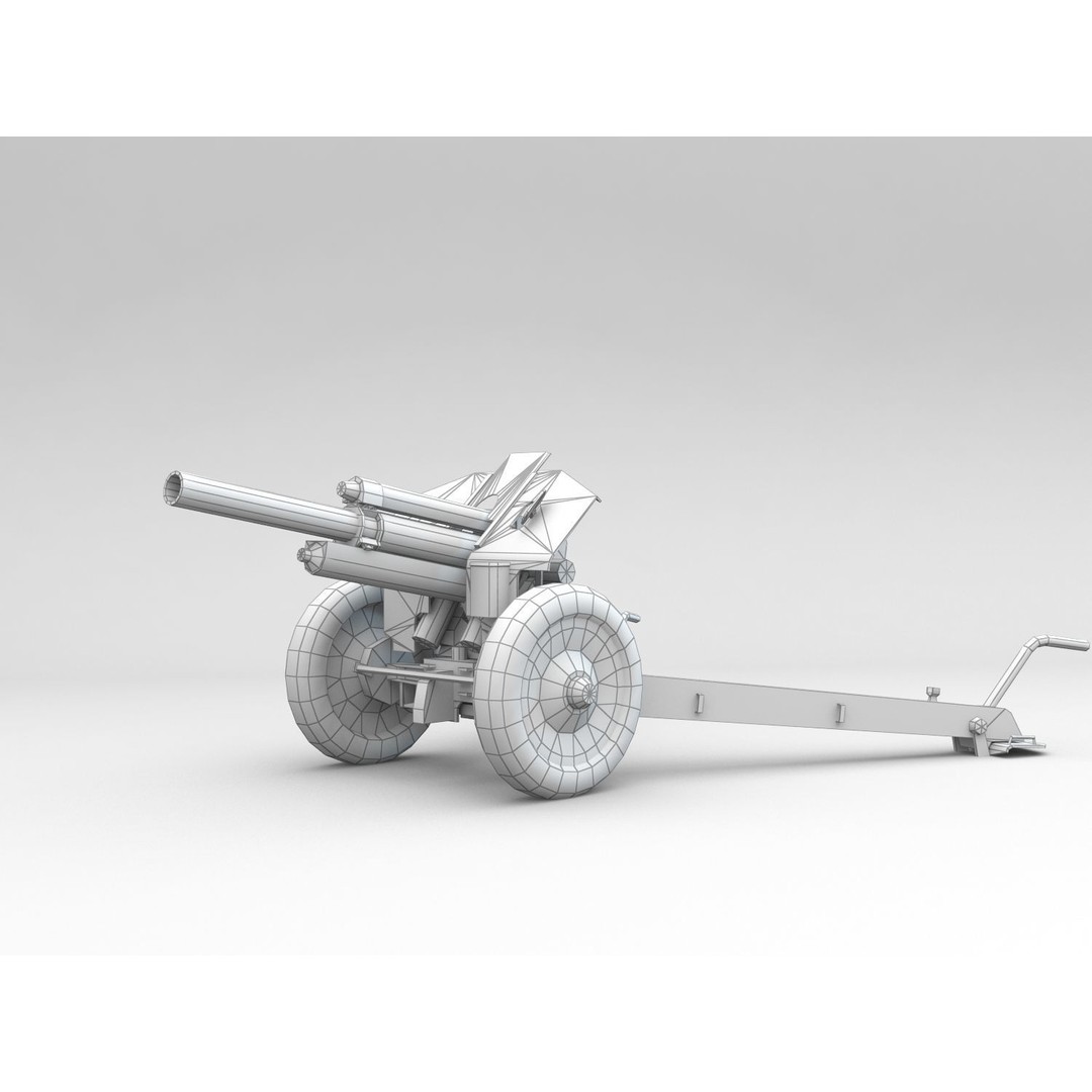 M1938 M30 122mm Soviet Howitzer 3D Model – Low Poly Game Asset, FBX