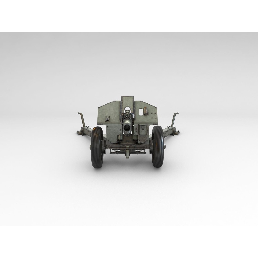 M1938 M30 122mm Soviet Howitzer 3D Model – Low Poly Game Asset, FBX - View 6