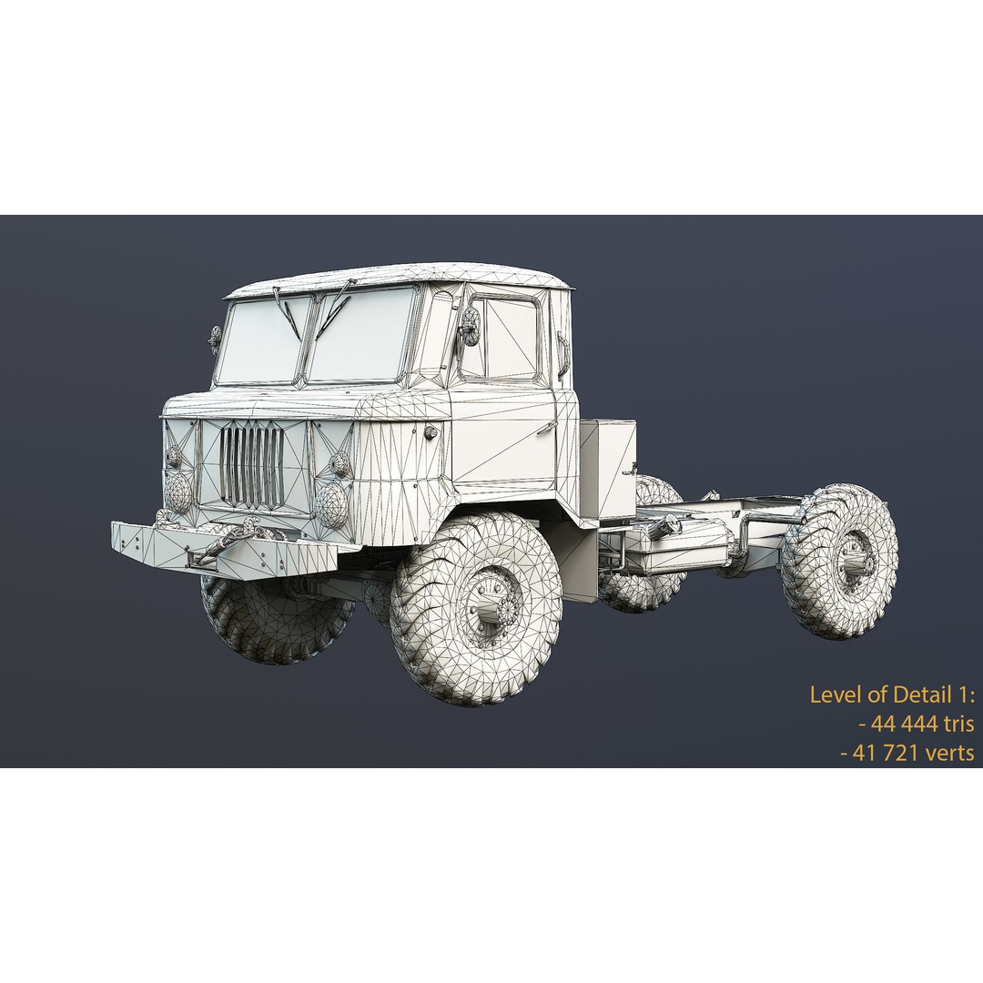 GAZ-66 Chassis 3D Model – Low Poly Game Asset, FBX & Blender - View 11