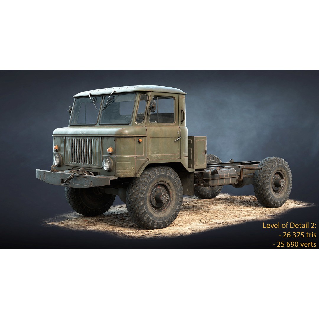 GAZ-66 Chassis 3D Model – Low Poly Game Asset, FBX & Blender - View 12