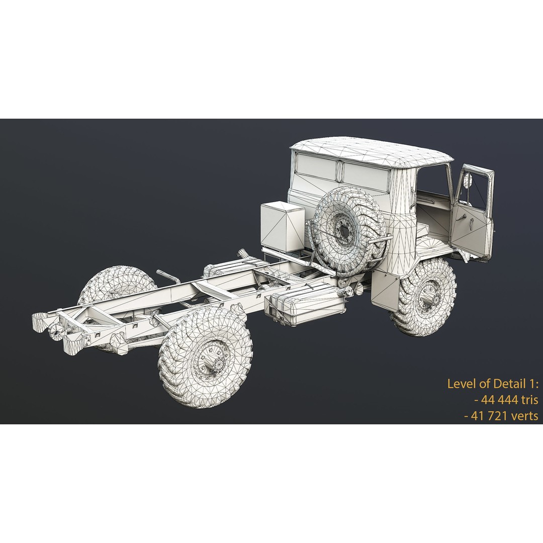 GAZ-66 Chassis 3D Model – Low Poly Game Asset, FBX & Blender - View 14