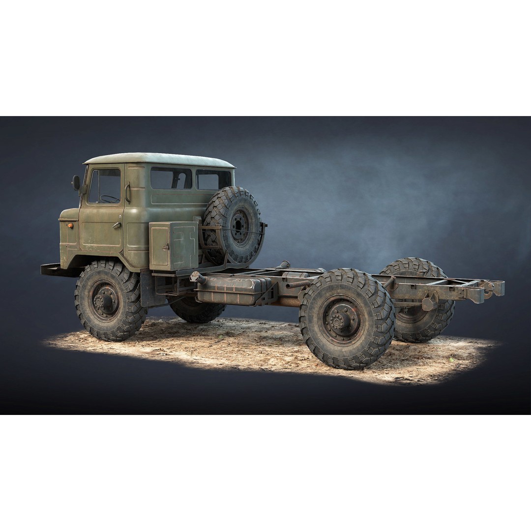 GAZ-66 Chassis 3D Model – Low Poly Game Asset, FBX & Blender - View 4