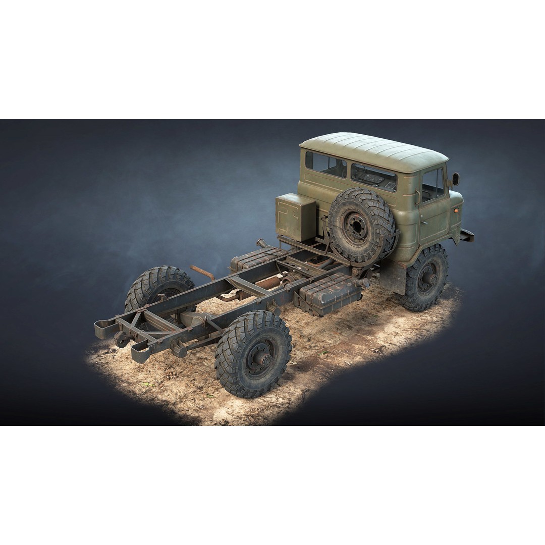 GAZ-66 Chassis 3D Model – Low Poly Game Asset, FBX & Blender - View 5