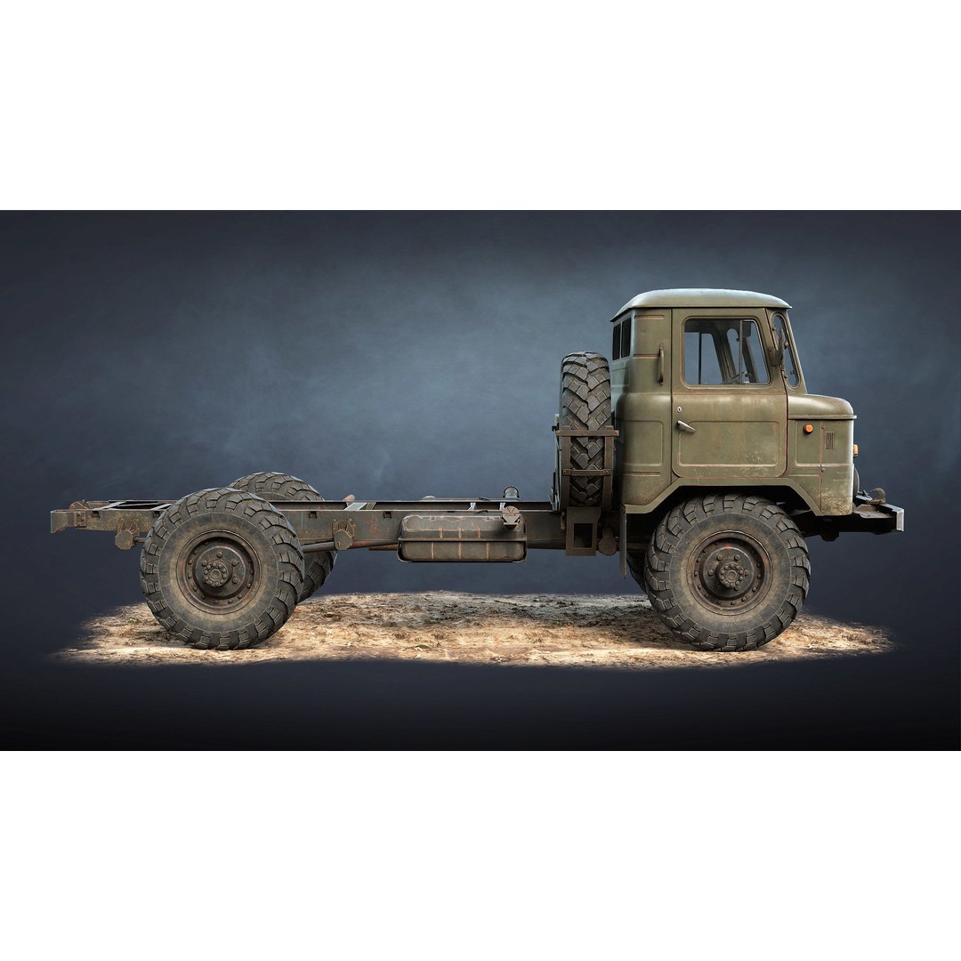 GAZ-66 Chassis 3D Model – Low Poly Game Asset, FBX & Blender - View 6