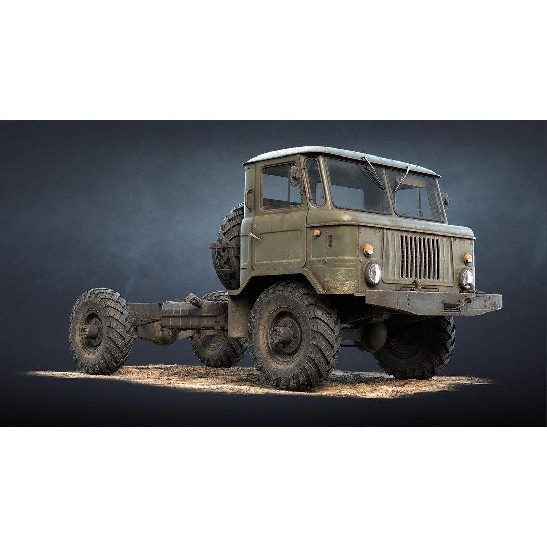 GAZ-66 Chassis 3D Model – Low Poly Game Asset, FBX & Blender - View 7