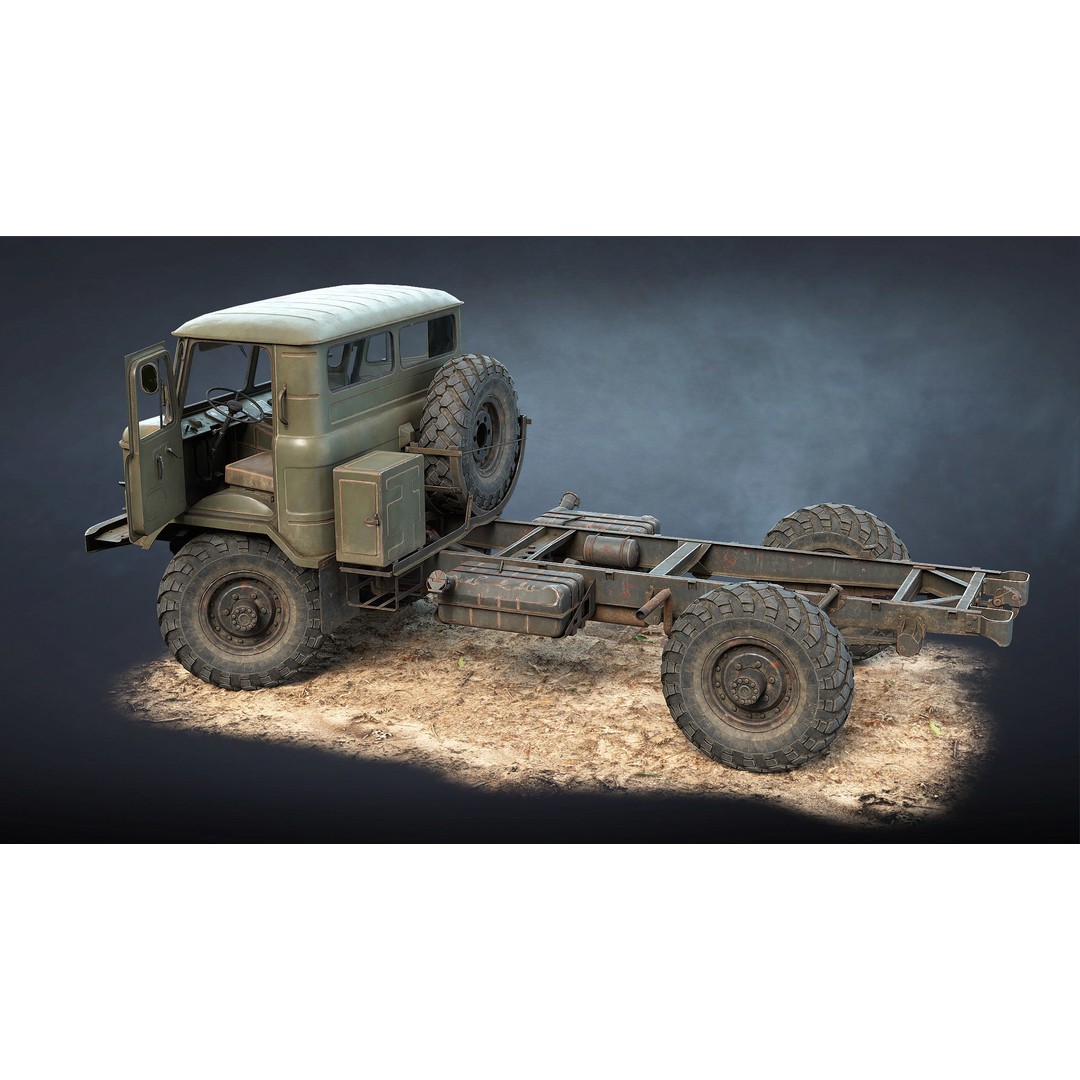 GAZ-66 Chassis 3D Model – Low Poly Game Asset, FBX & Blender - View 8