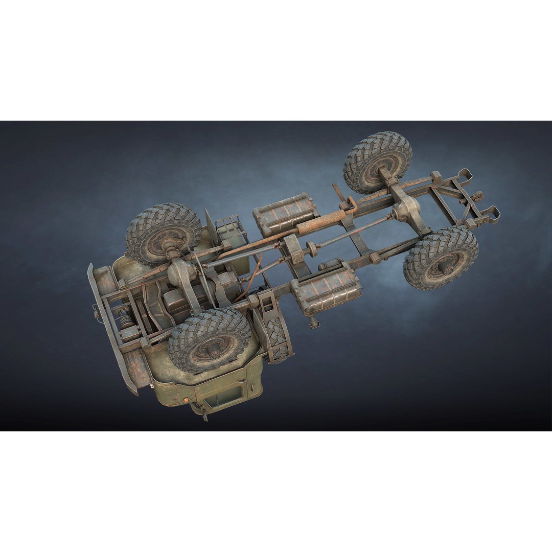 GAZ-66 Chassis 3D Model – Low Poly Game Asset, FBX & Blender - View 9