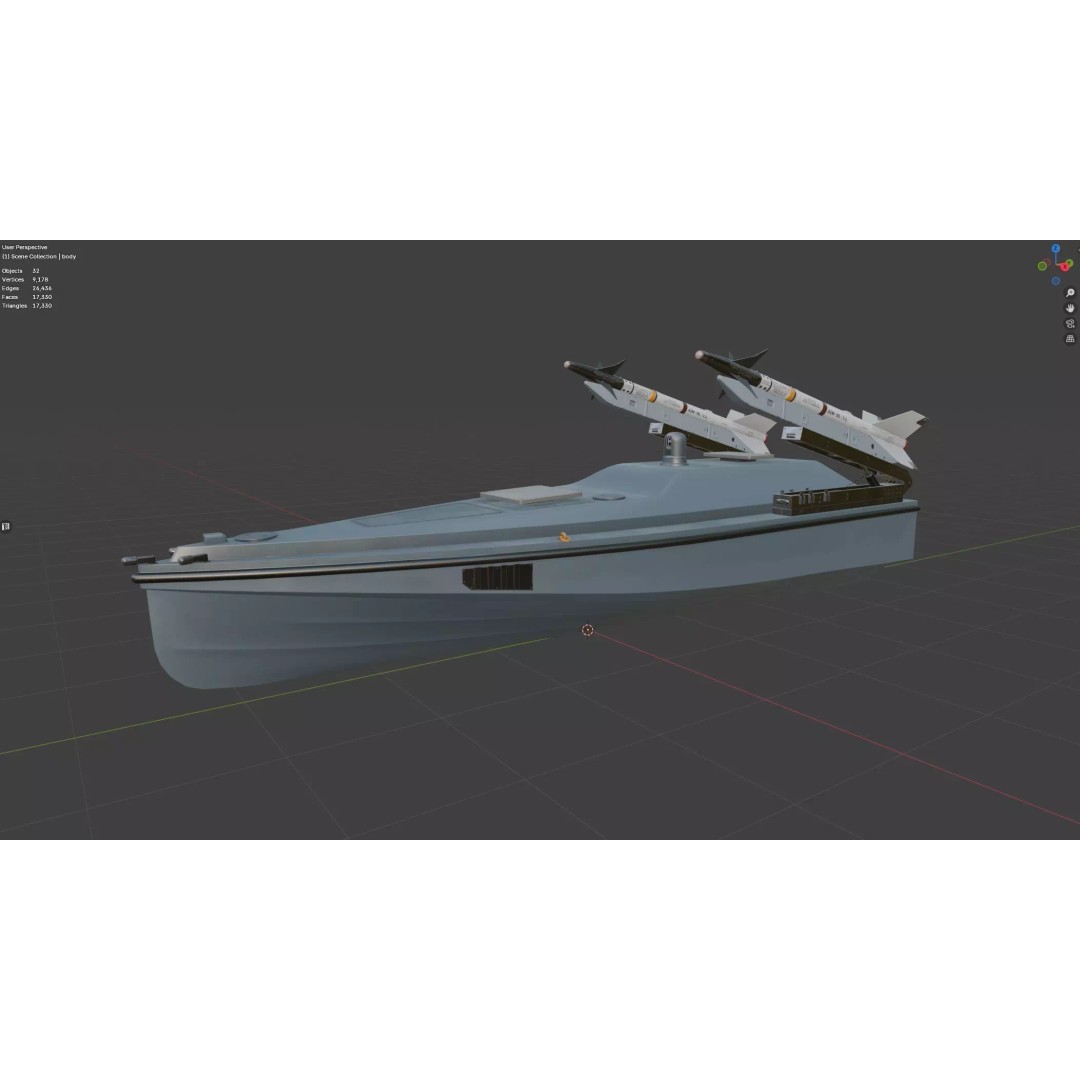 Magura V7 3D Model – Low Poly Game Ready Military Watercraft, FBX - View 25