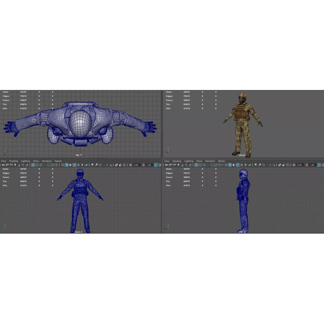 Ukrainian Soldier 3D Model – High Poly Character with PBR Textures, FBX