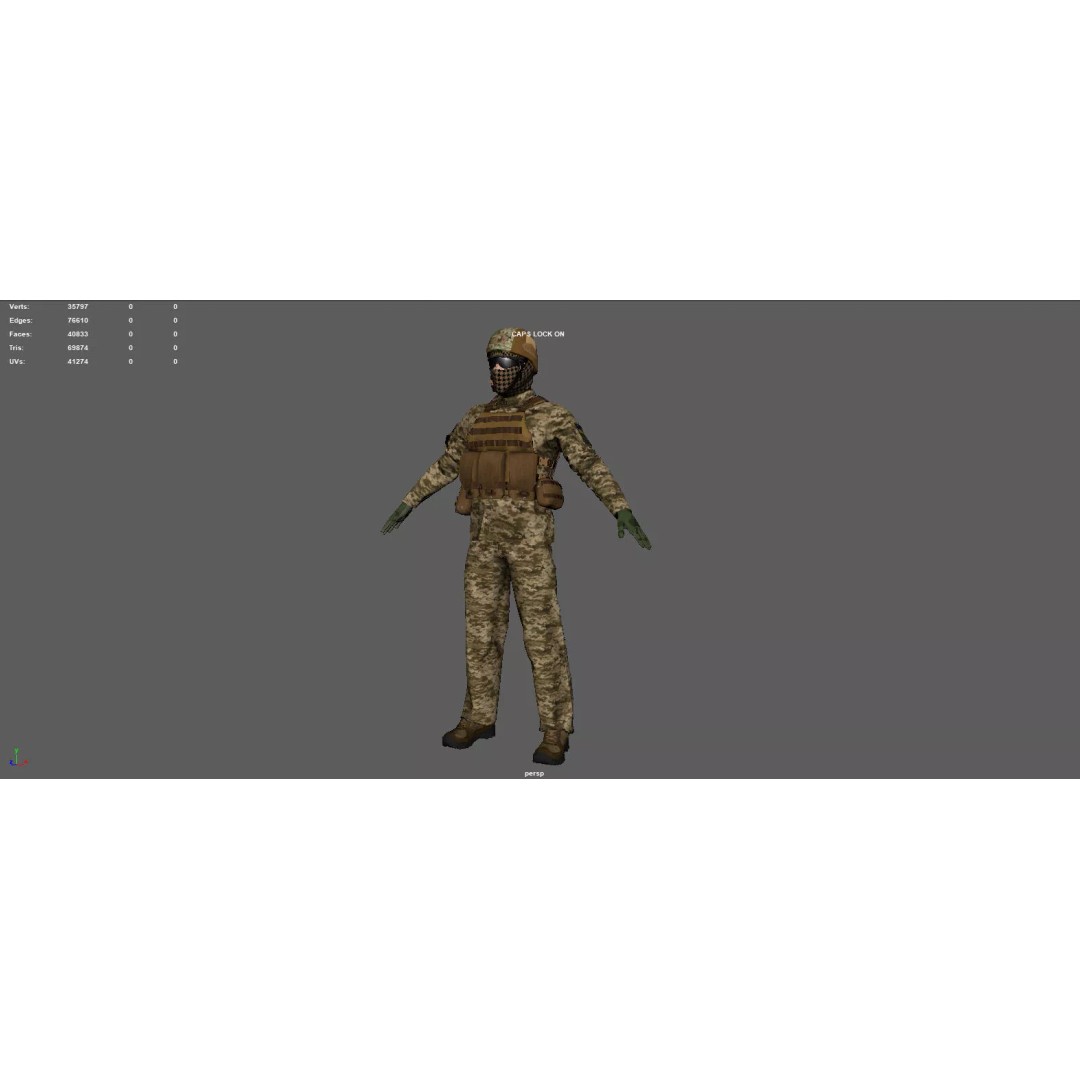 Ukrainian Soldier 3D Model – High Poly Character with PBR Textures, FBX - View 11