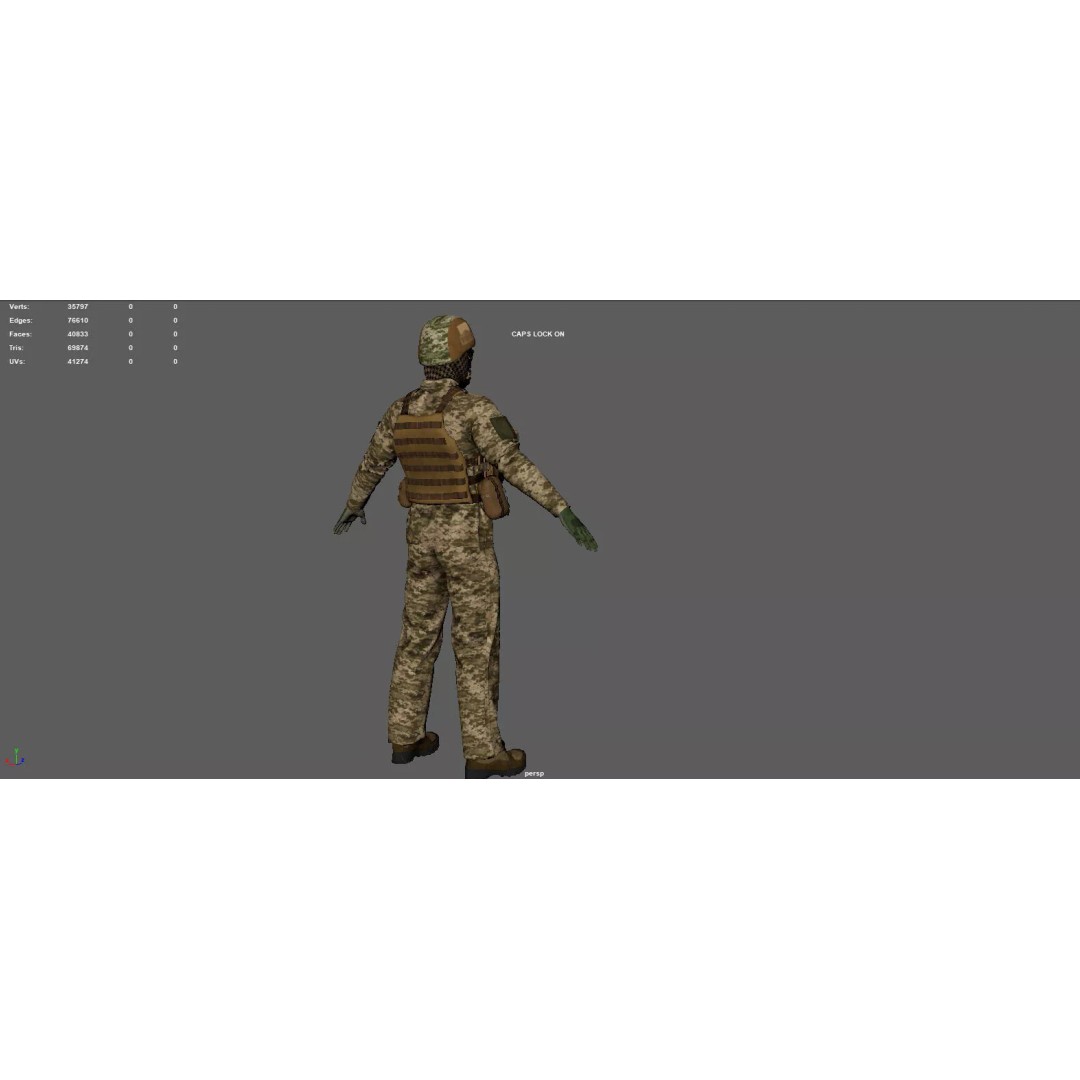 Ukrainian Soldier 3D Model – High Poly Character with PBR Textures, FBX - View 13