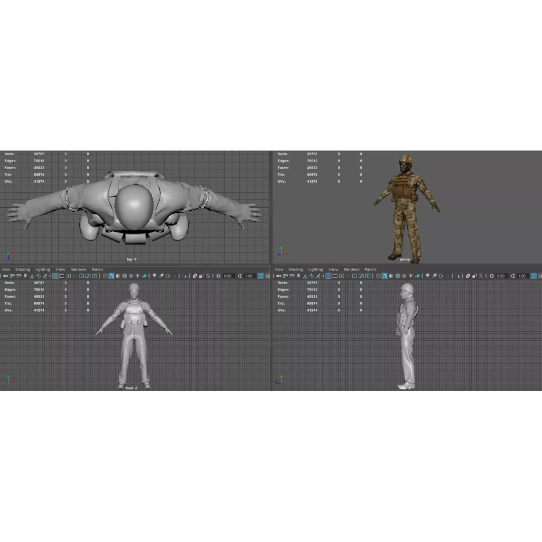 Ukrainian Soldier 3D Model – High Poly Character with PBR Textures, FBX - View 18