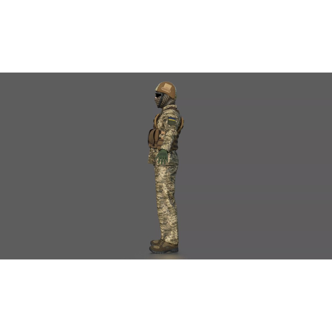 Ukrainian Soldier 3D Model – High Poly Character with PBR Textures, FBX - View 6