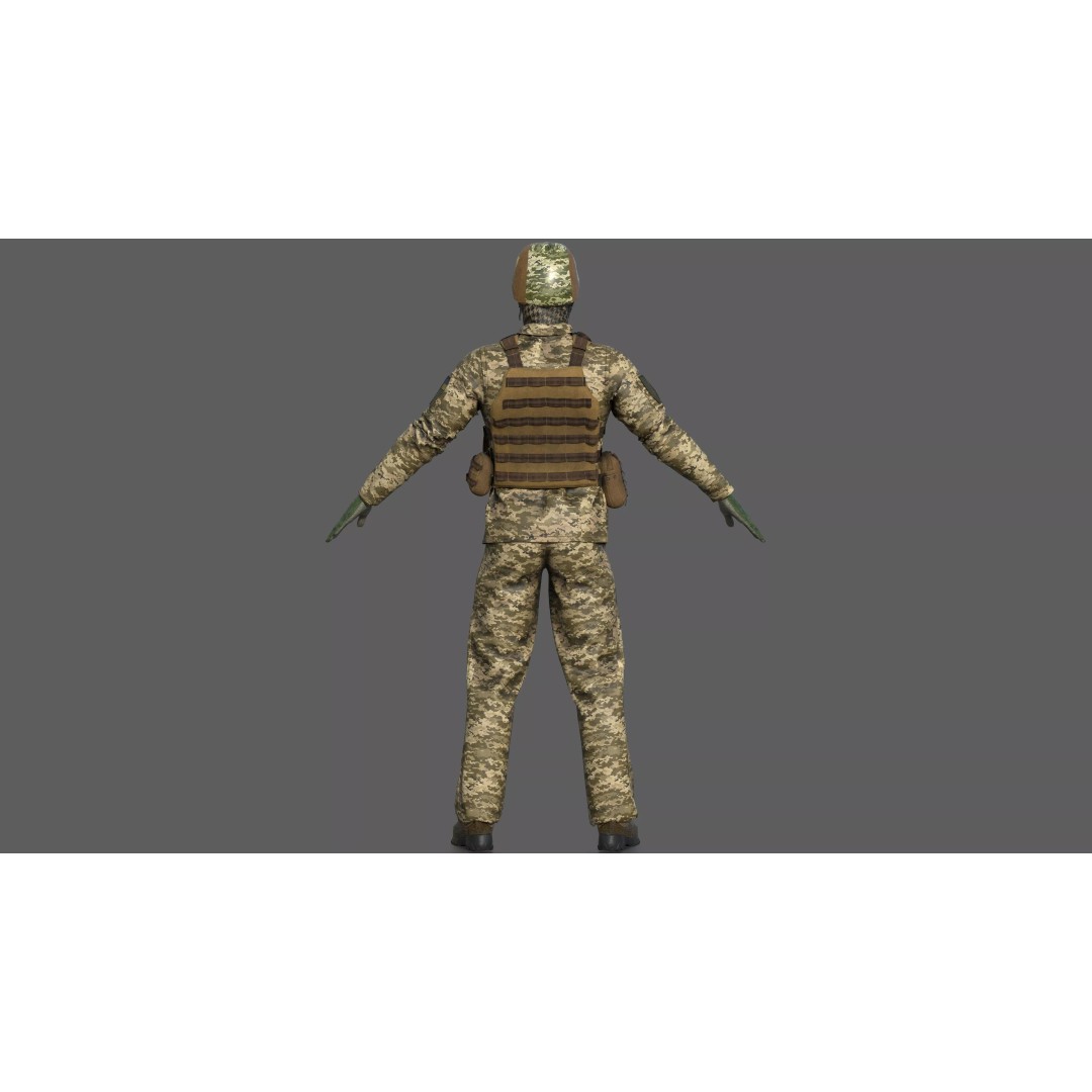 Ukrainian Soldier 3D Model – High Poly Character with PBR Textures, FBX - View 8