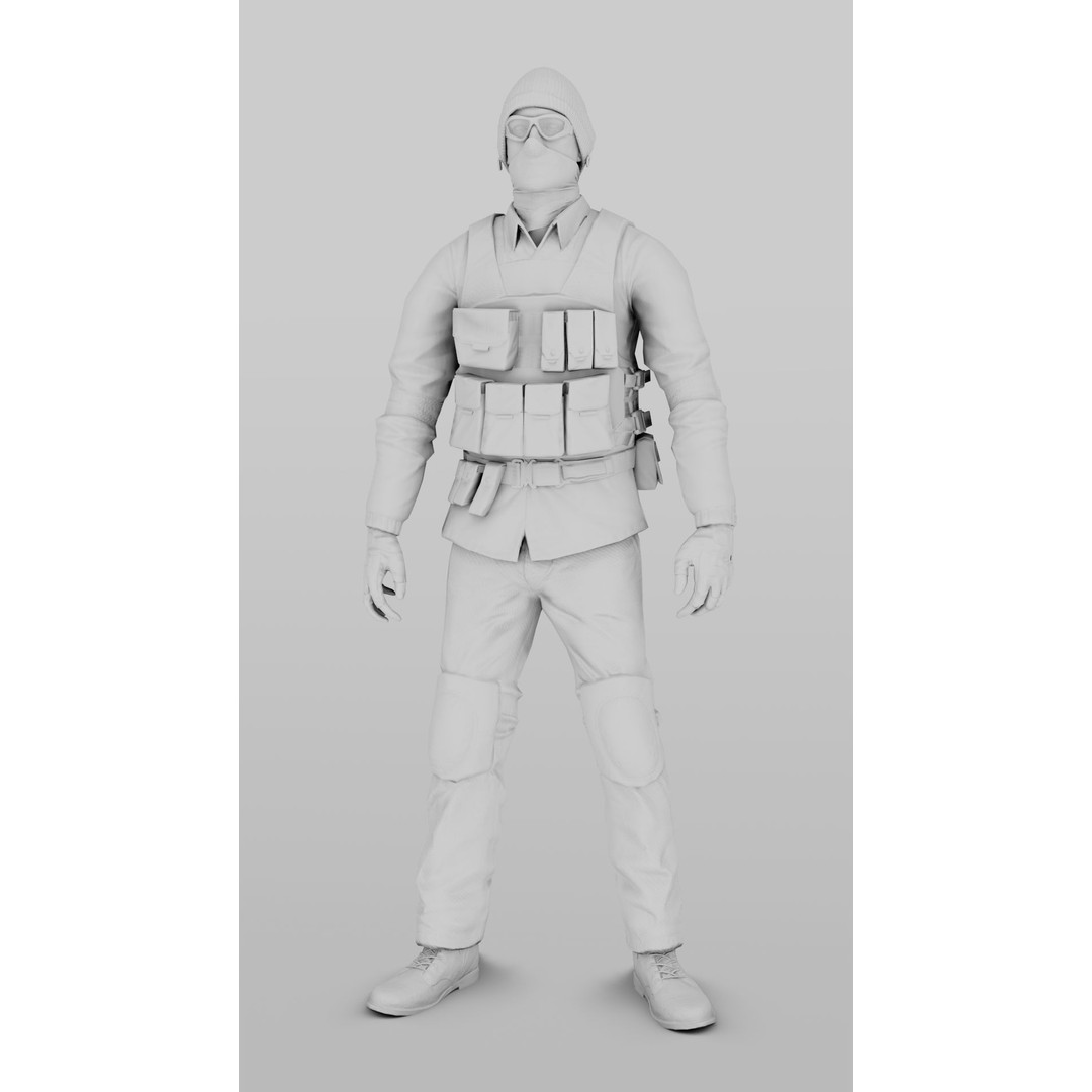 Apocalypse Male Character 3D Model – Low Poly Rigged Game Asset, FBX - View 10
