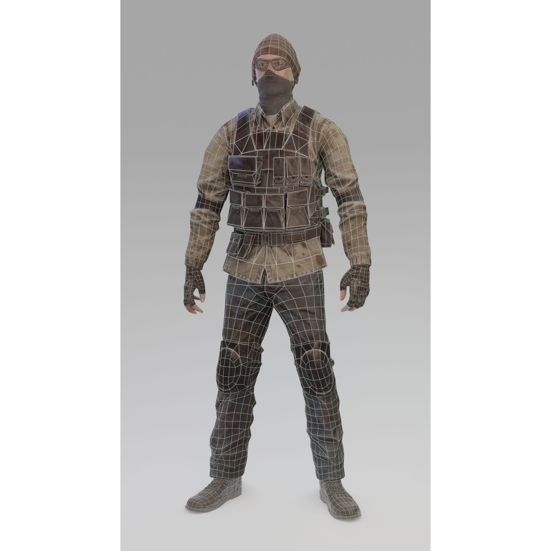 Apocalypse Male Character 3D Model – Low Poly Rigged Game Asset, FBX - View 13