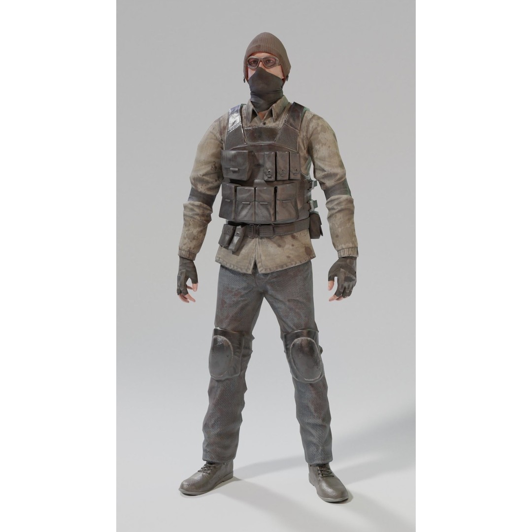 Apocalypse Male Character 3D Model – Low Poly Rigged Game Asset, FBX - View 5