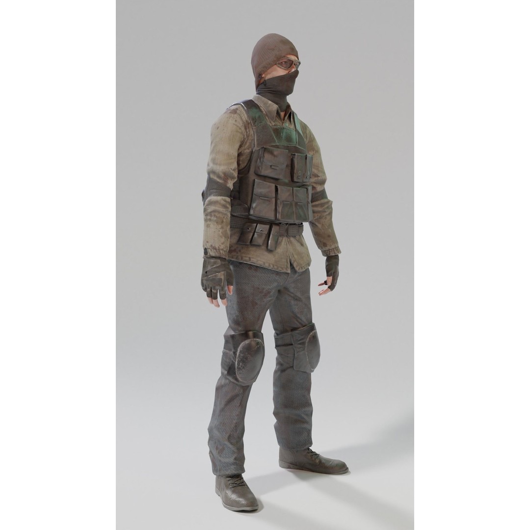 Apocalypse Male Character 3D Model – Low Poly Rigged Game Asset, FBX - View 6