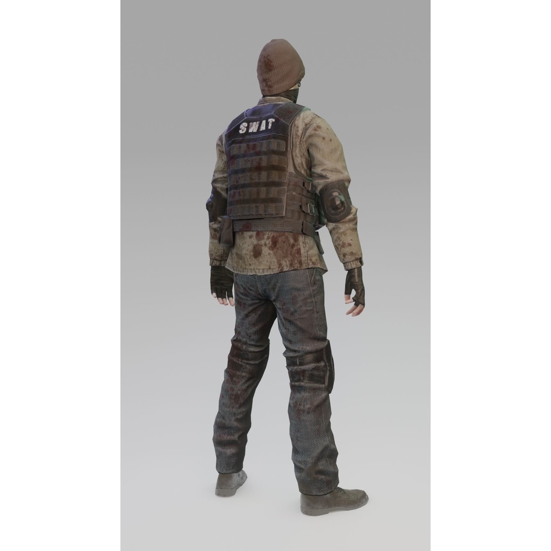 Apocalypse Male Character 3D Model – Low Poly Rigged Game Asset, FBX - View 8