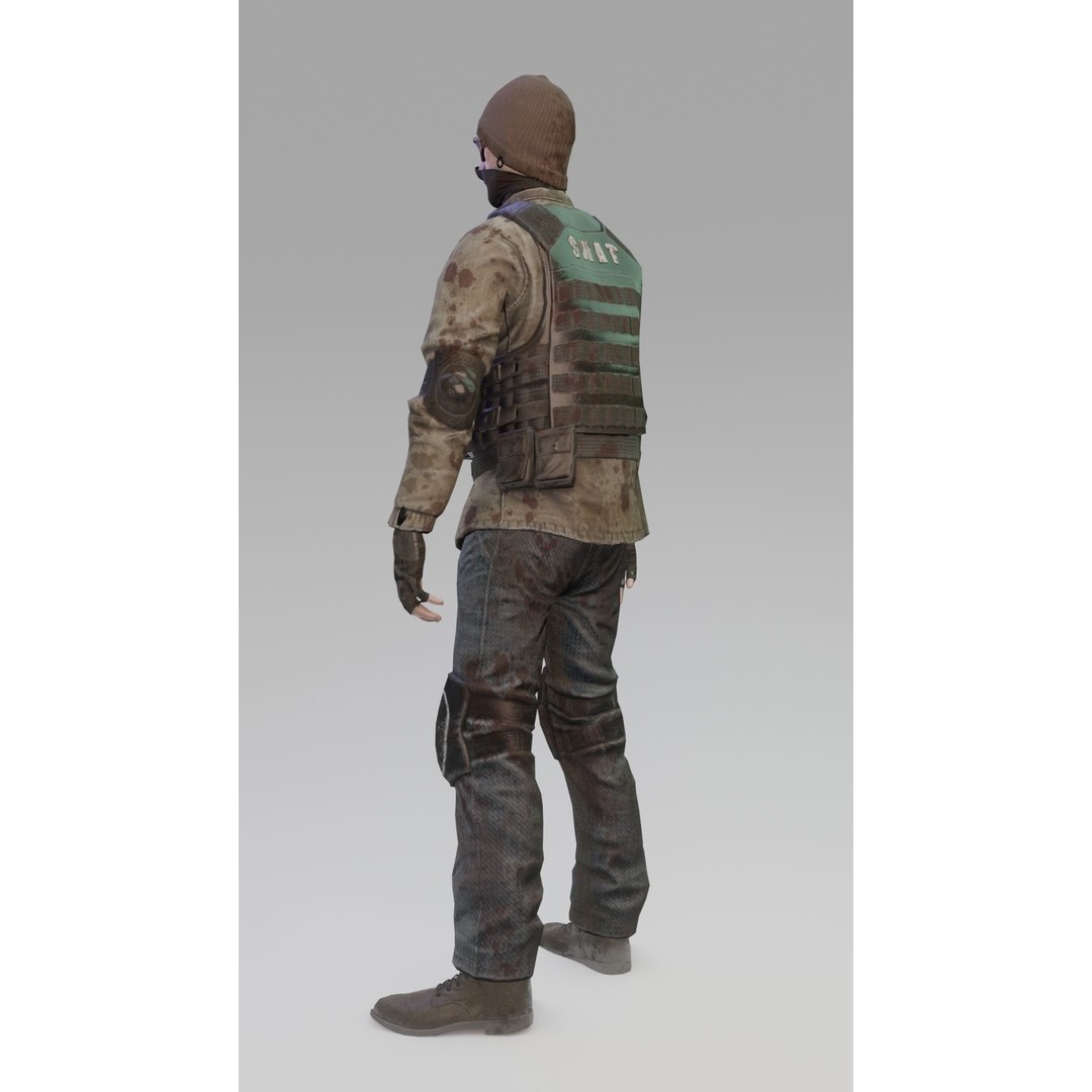 Apocalypse Male Character 3D Model – Low Poly Rigged Game Asset, FBX - View 9