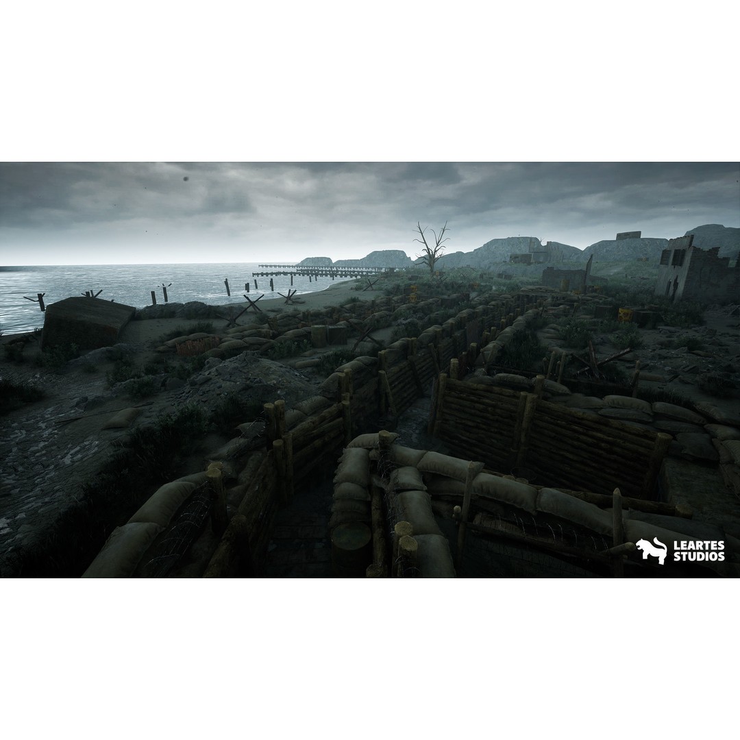 WW1 Beach Warzone Environment 3D Model – Low Poly Game Asset, FBX - View 8